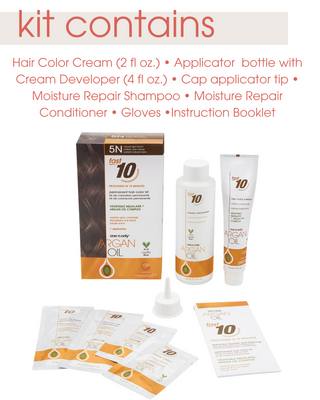 Argan Oil Fast 10 Permanent Hair Color Kit 4N Natural Medium Brown