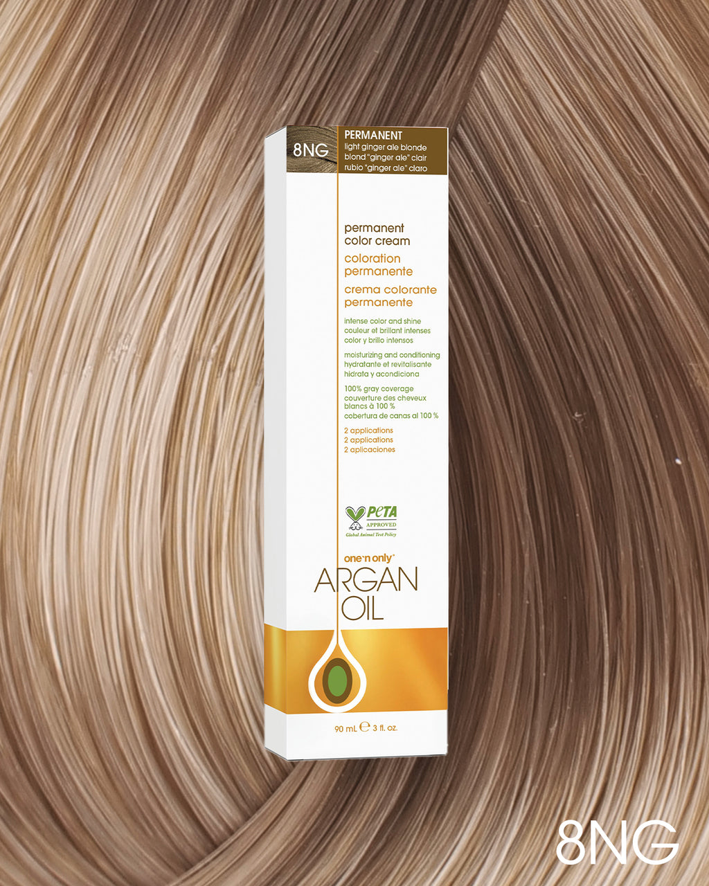 Argan Oil Permanent Hair Color 8NG Light Ginger Ale Blonde – One n