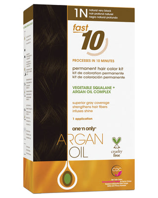Argan Oil Fast 10 Permanent Hair Color Kit 1N Natural Very Black