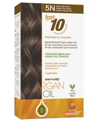 Argan Oil Fast 10 Permanent Hair Color Kit 5N Natural Light Brown