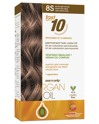 Argan Oil Fast 10 Permanent Hair Color Kit 8S Sandy Light Blonde