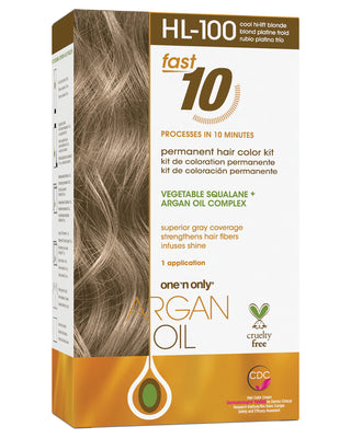 Argan Oil Fast 10 Permanent Hair Color Kit HL-100 Cool Hi-Lift Blonde