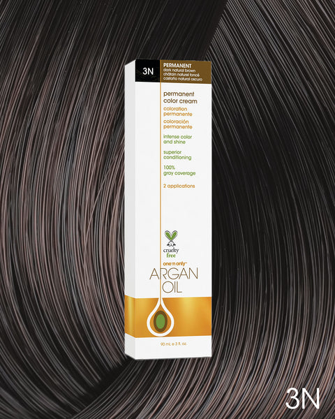 Argan Oil Permanent Hair Color 3N Dark Natural Brown – One n Only