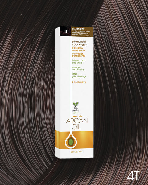 Argan Oil Permanent Hair Color 4T Medium Tobacco Brown – One n