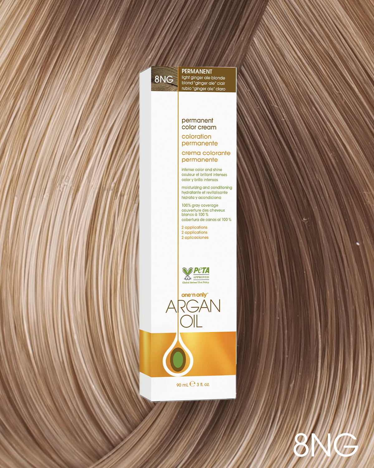 Argan Oil Permanent Hair Color 8NG Light Ginger Ale Blonde – One n