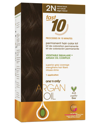 🎁 Argan Oil Fast 10 Permanent Hair Color Kit 2N Natural Black (100% off)