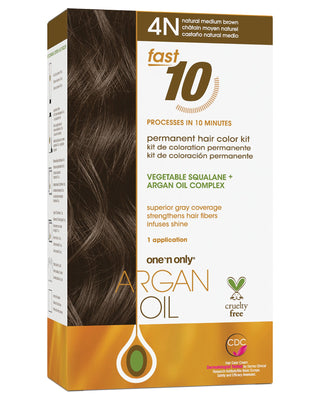 🎁 Argan Oil Fast 10 Permanent Hair Color Kit 4N Natural Medium Brown (100% off)
