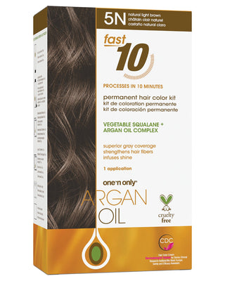 🎁 Argan Oil Fast 10 Permanent Hair Color Kit 5N Natural Light Brown (100% off)