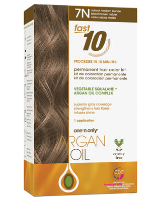 🎁 Argan Oil Fast 10 Permanent Hair Color Kit 7N Natural Medium Blonde (100% off)