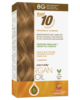 🎁 Argan Oil Fast 10 Permanent Hair Color Kit 8G Golden Light Blonde (100% off)