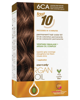 Argan Oil Fast 10 Permanent Hair Color Kit 6CA Caramel Dark Blonde