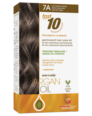 Argan Oil Fast 10 Permanent Hair Color Kit 7A Cool Medium Blonde