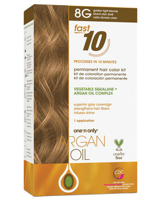 Argan Oil Fast 10 Permanent Hair Color Kit 8G Golden Light Blonde