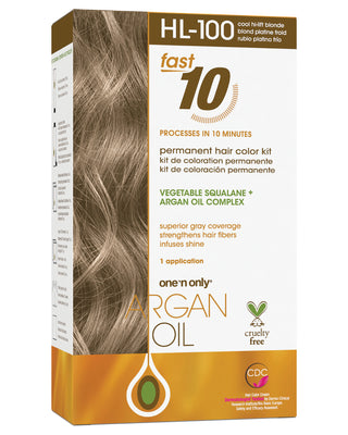 One n’ Only Hair Care - Argan Oil Fast 10 Permanent Hair Color Kit HL-100 Cool Hi-Lift Blonde 